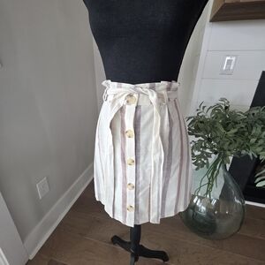 Mine Cream Striped Mini Skirt